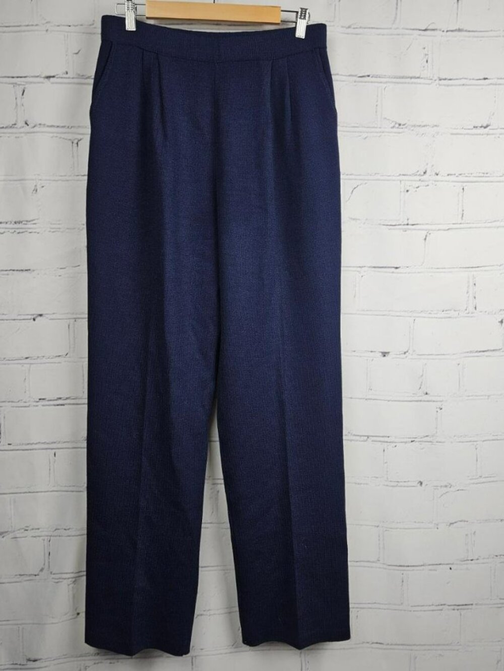 St. John Collection Navy Knit Pants Pull On Marie Gray Womens 12 Pockets Elastic